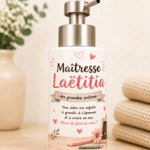 Distributeur à savon personnalisé – Cadeau Maîtresse - Modèle 2