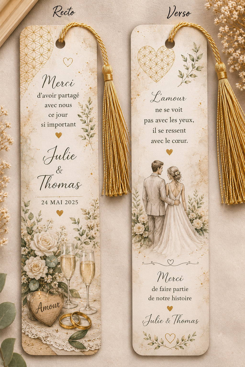 Marque-pages personnalisé - Mariage/Baptême