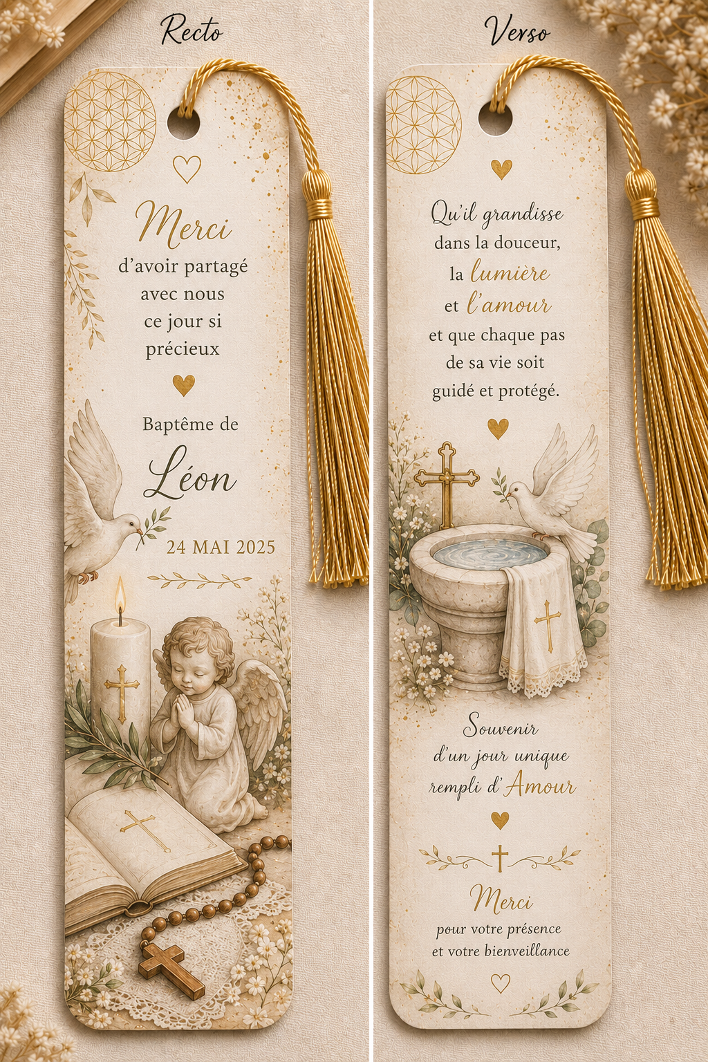 Marque-pages personnalisé - Mariage/Baptême – Image 2